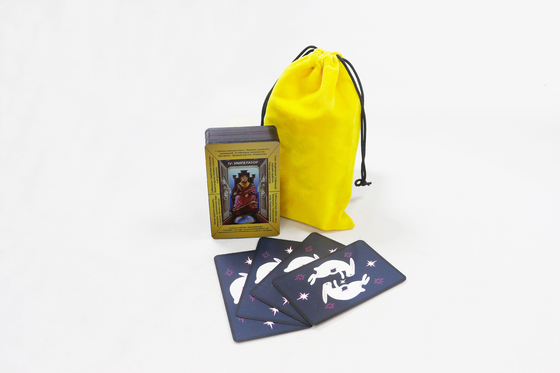 Buy Customized Print High Quality Black Edge Russian Tarot Cards With Bag Print Classical Witch Tarot Card With Keywords online manufacture