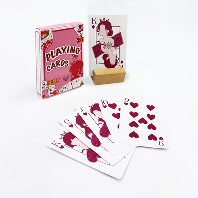 Buy CMYK Printing Custom Family Table Games Pink Queen Playing Cards With Customized Logo online manufacture