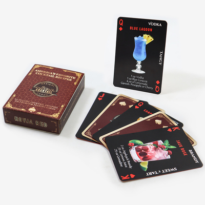 Buy 63x88mm Customized Red Gold Edge Playing Cards Black Core Paper With Texture Printing online manufacture