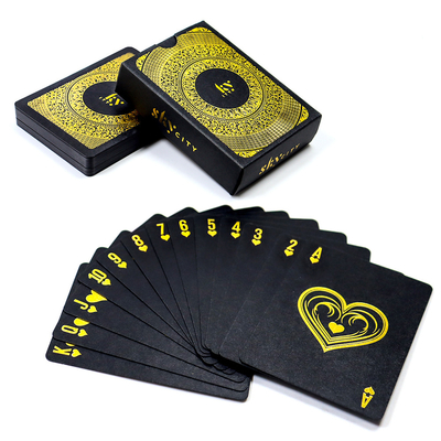 Buy 63*88mm Normal Size Custom Printing Waterproof Poker Cards Black Gold Silver Foil Plated Plastic PVC Playing Card With Box online manufacture