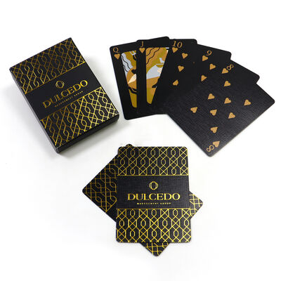 Buy Custom Design Matte Gold Foil Poker Cards with 310gsm Black Core Paper and Luxury Geometric Pattern online manufacture