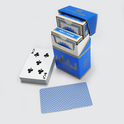 Customized Blue Linen Texture Two Decks Playing Cards For Luxury Style Cigarette Case