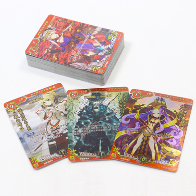 63mmx88mm Custom English French Spanish Japanese Language Cartoon Character Paper Card Game with 3D Embroidery Logo Design