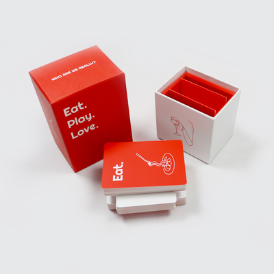 Adult Couple Intimacy Card Games Design Couple Meaningful Funny Question Game Cards Red Framed Box with Lid Custom Print