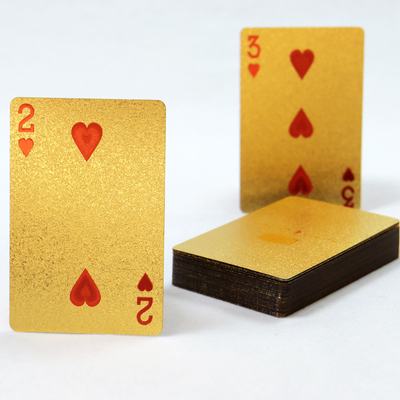 63*88mm Game Custom Design Plastic Poker Playing Cards With Tuck Box 100% Waterproof Gold Manufacturing